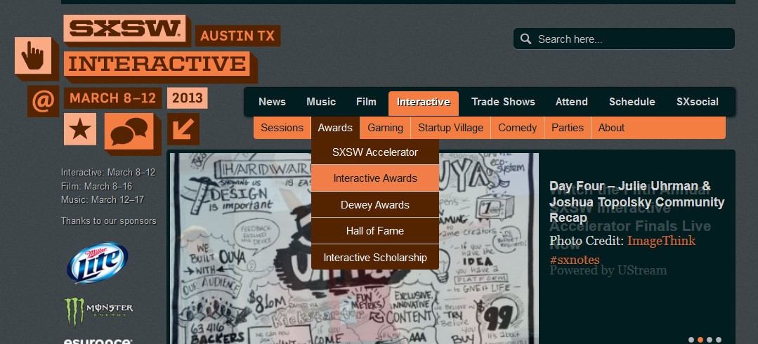 SXSW 2013 Interactive Awards